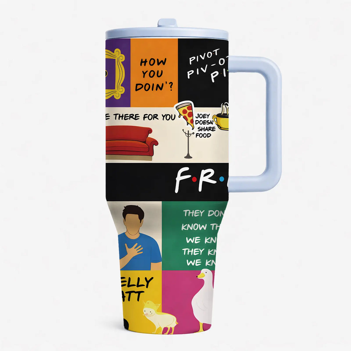 1pc 40oz Friends Coffeehouse Tumbler, Insulated Drinkware, Stainless Steel Insulated Mug with Handle, Vacuum Insulated Cups, Retro Quote Travel Cup for Coffee, Tea and Cold Drinks, Large Capacity Vacuum Flask Gift for Friends, Dad Tumbler