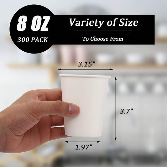 Lamosi 300 Pack Paper Cups 8 oz, Disposable Coffee Cups, Paper Coffee Cups