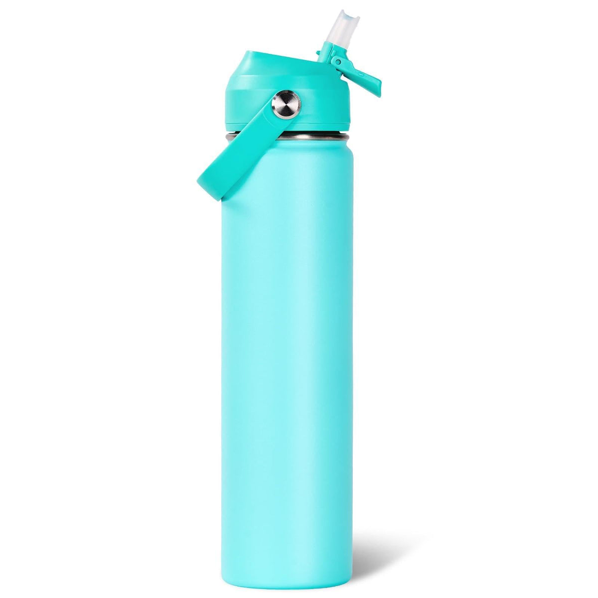 Fijinhom 24oz Insulated Stainless Steel Water Bottle, Wide Mouth Double Wall Vacuum, Silicone Straw, Sweat & Leak Proof, BPA Free Insulated Water Flask for Travel, Keep Cold 24h Hot 12h, Black