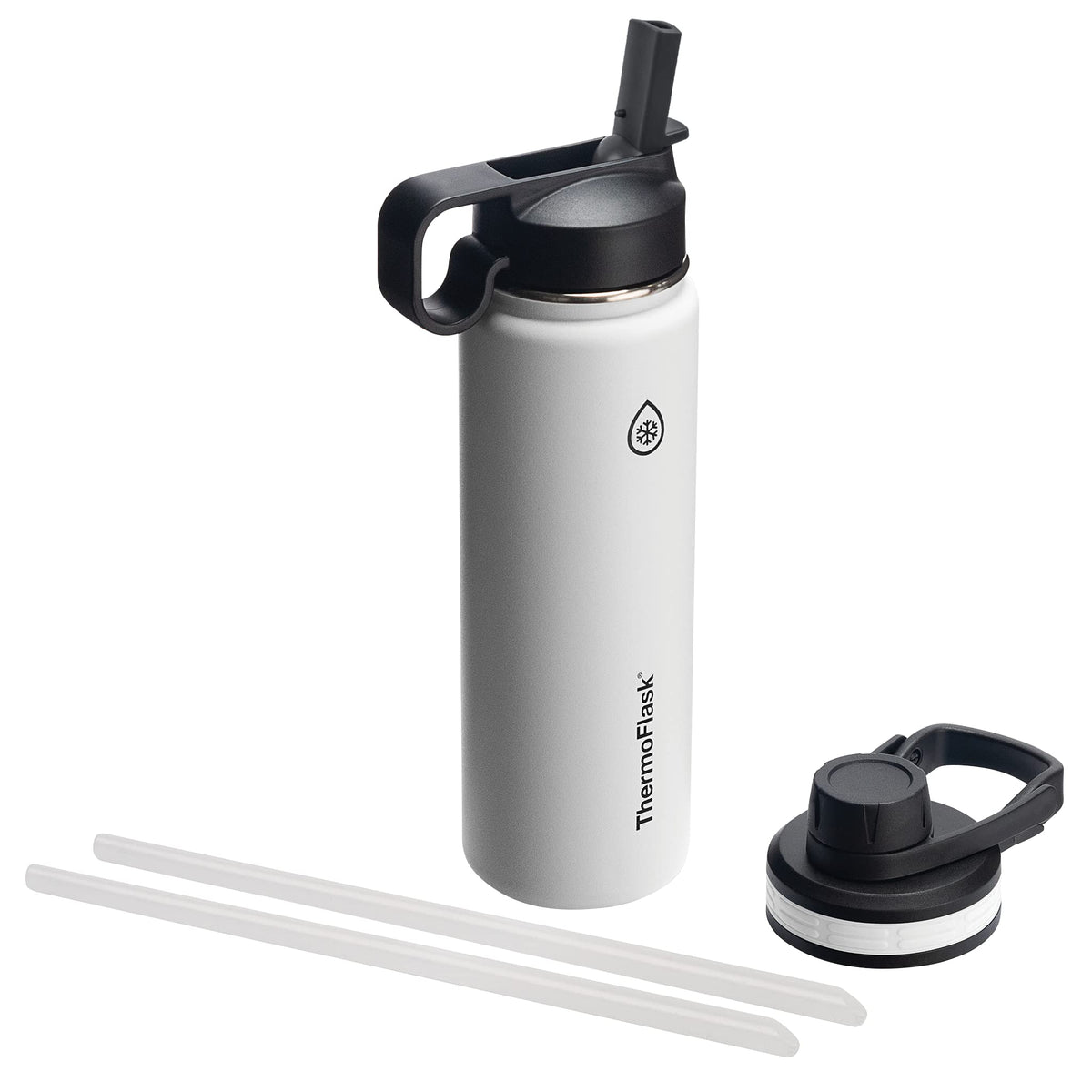 ThermoFlask 24 oz Double Wall Vacuum Insulated Stainless Steel Water Bottle - Reusable with Leakproof Chug & Straw Lids - Keeps Drinks Cold 24 hr/Hot 12 hr - Easy Maintenance - Gym/On-the-Go, Plum