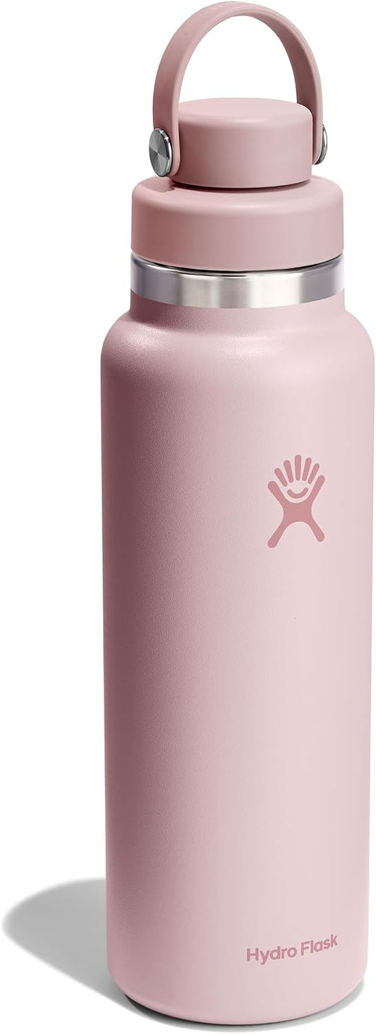 Hydro Flask Water Bottle - Insulated Stainless Steel - Wide Mouth Chug Lid, Non Spill, Leakproof in 40 Oz Tonal Trillium Pink