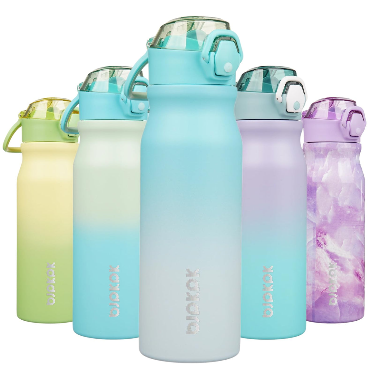 BJPKPK 18 oz Water Bottle with Straw & Handle, Insulated Stainless Flask