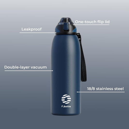 Fjbottle Insulated Water Bottle,27 oz Stainless Steel Wide Mouth Sports Water Bottle Double Wall Vacuum Leak Proof BPA Free Drinks Flask Keep Hot Or Cold Thermo Mug For university,Outdoor,Travel,Gym
