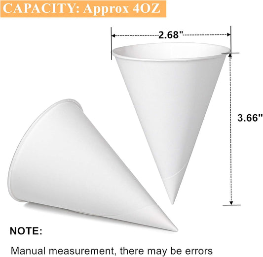 Yopay 600 Pack Cone Water Cups, 4OZ Disposable Dispenser Paper Snow Cups for Shaved Ice, Office Water Cooler, Sports Teams or Fundraisers, Craft Funnels for Oil or Protein Powder Drinks, White
