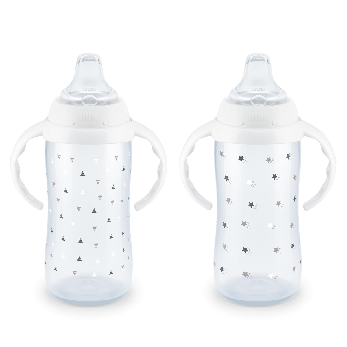 NUK First Choice Large Learner Cup 2.0, 10 oz. Sippy Cup with Handles, Spill Proof, Leak Proof Soft Straw Cup, 2-Pack
