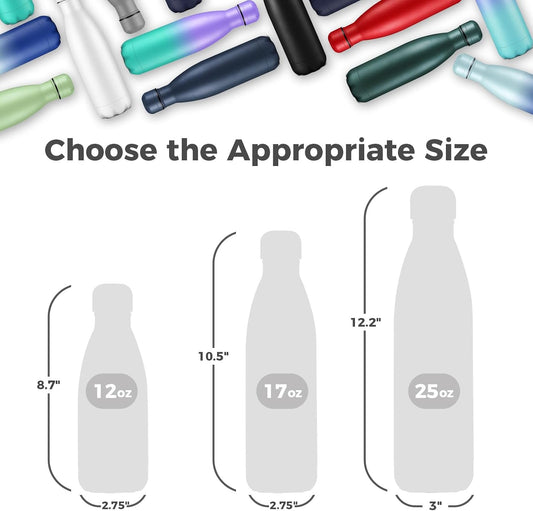 Volhoply 17oz Insulated Stainless Steel Water Bottle(Silver,1 Pack)