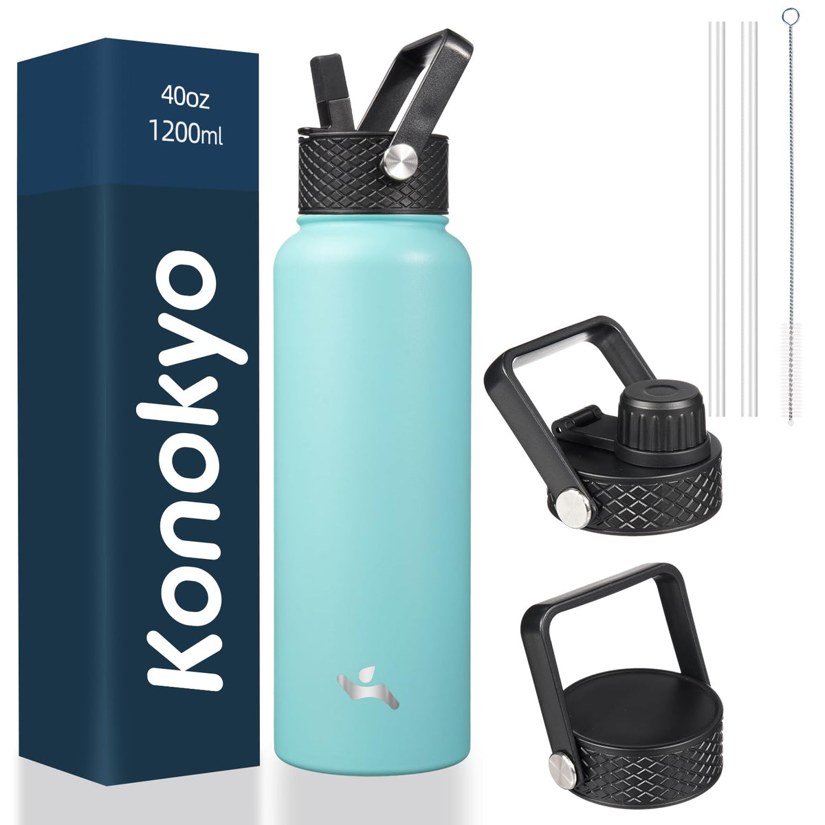 Konokyo 22 oz Insulated Stainless Steel Water Bottle with Straw Lid