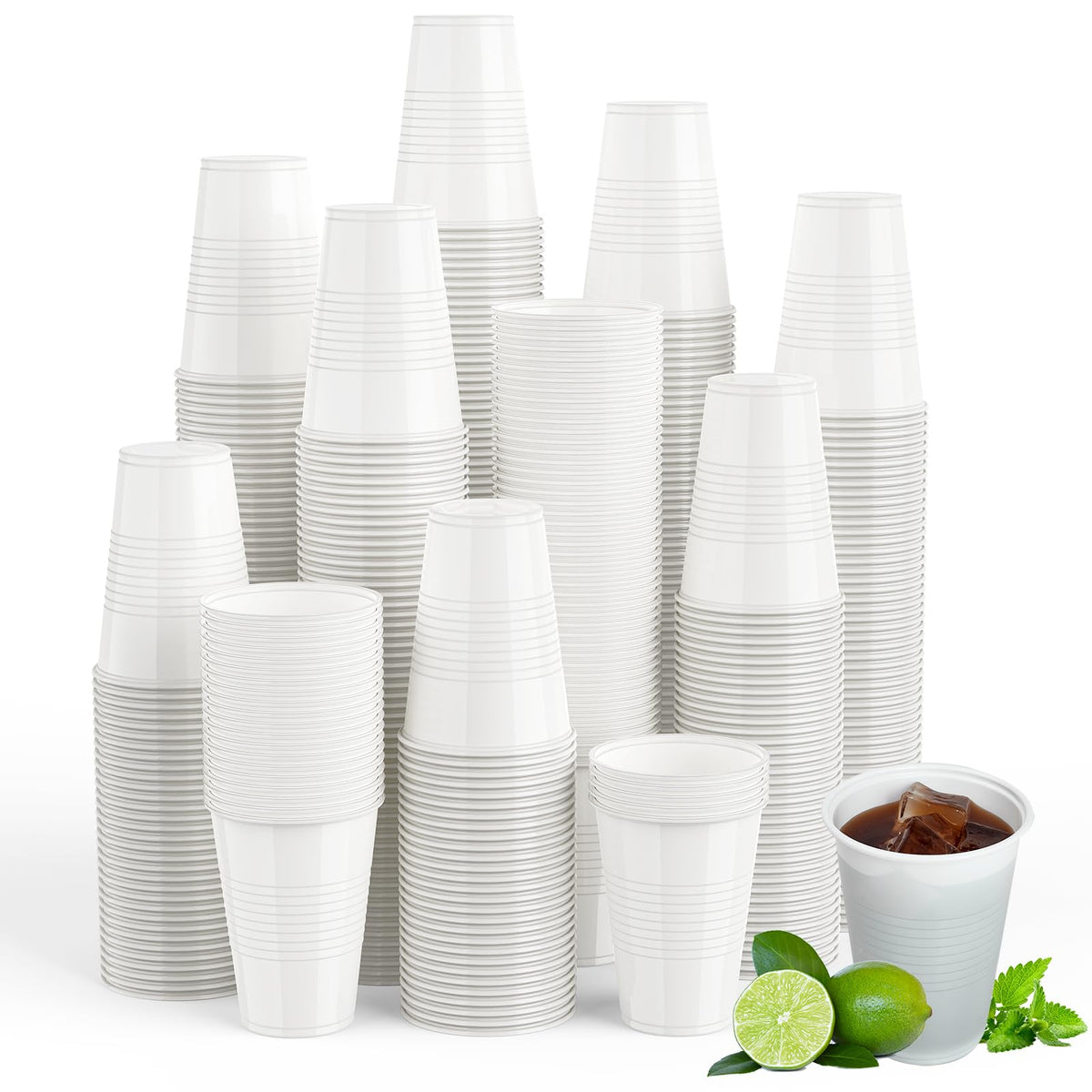 Lilymicky 500 Pack 7 oz White Plastic Cups, Disposable Drinking Cups