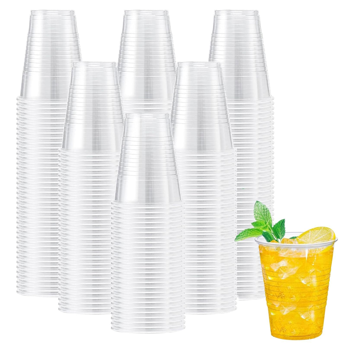 Lamosi 300 Pack 12 oz Clear Plastic Cups, Disposable Cold Drinking Cups