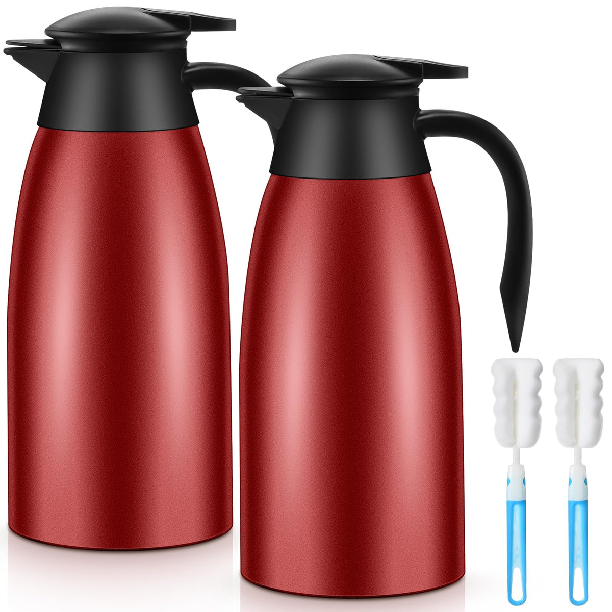 Norme 2 Pcs Thermal Coffee Carafe Creamer, Silver, 68 oz