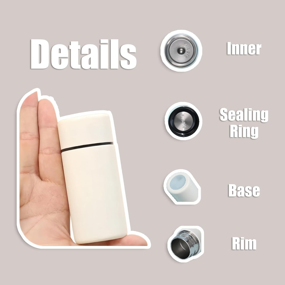 2oz Mini Insulated Water Bottle, Pocket Size Portable Vacuum Flask