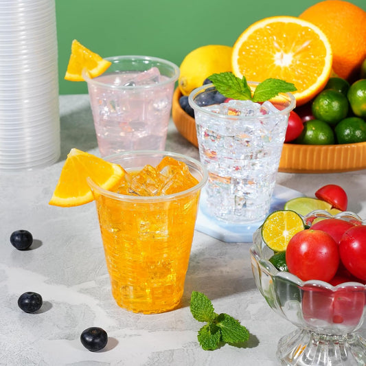 SIUQ 600 Pack 9 oz Plastic Cups, Clear Disposable Plastic Water Cups Bulk