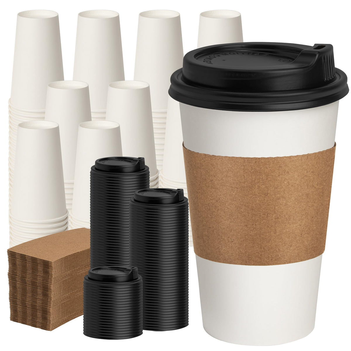 RACETOP 8 oz Disposable Coffee Cups 500 pack, Hot Coffee Cups