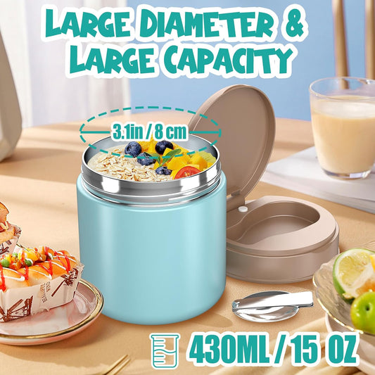 Thermo for Hot Food Kids - 15.2oz with Folding Spoon and Silicone handle