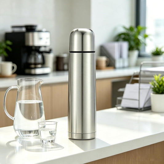 Stainless Steel Thermal Bottle with Cup Vacuum Insulated Bottle for Hot and Cold Drinks Coffee Cup Travel Mug Vacuum Flask for Tea 17Oz/500Ml(Silver)