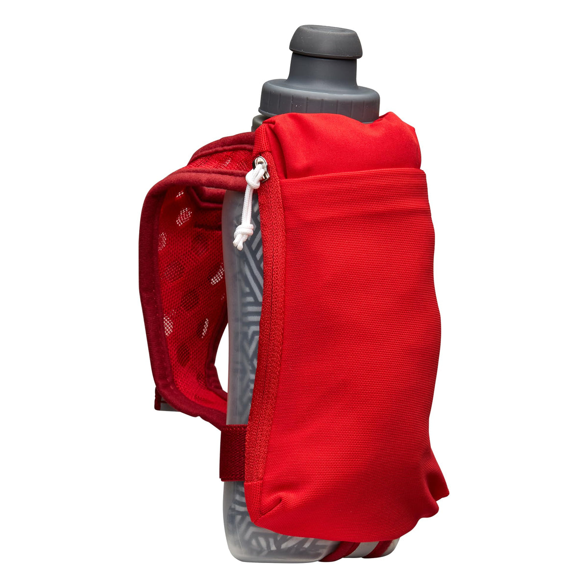 Nathan SpeedDraw 2 Insulated Handheld Running Water Bottle Flask – Double-Wall Insulation, Ergonomic Grip, Blast Valve Cap, Phone & Key Storage Pockets, Reflective Design - 18oz, Deep Blue