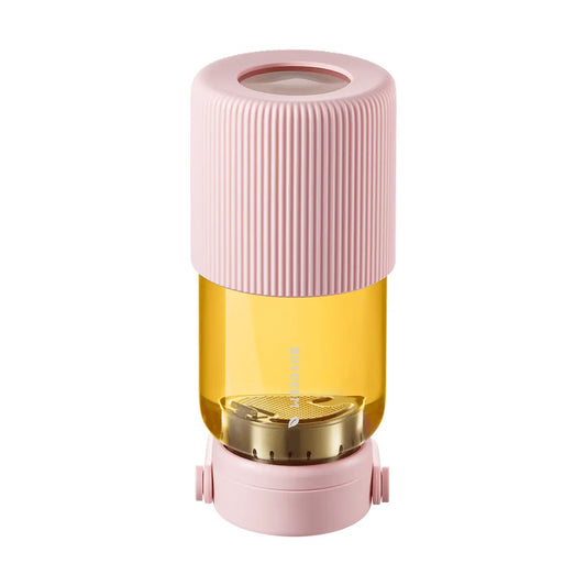 BUYDEEM Portable Tea Tumbler 630ml - Glass Infuser Bottle for Loose Leaf Tea & Fruit Water - Pig Pink