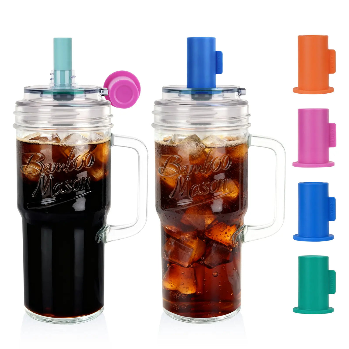 CAP CUP Upgraded 24oz Glass Cup with Leak-Proof Lid & Straw Perfect For Coffee, Smoothies, Juice & Cocktails