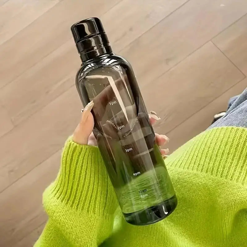 500ML/16.9oz Transparent Clear Polypropylene Plastic Sports Water Bottle with Time Marking, Leak Proof Juice Milk Cup, Portable School Gym Sports Cup, Drinkware, Reusable Water Bottles, Water Bottle For Gym, Leakproof Sports Bottle