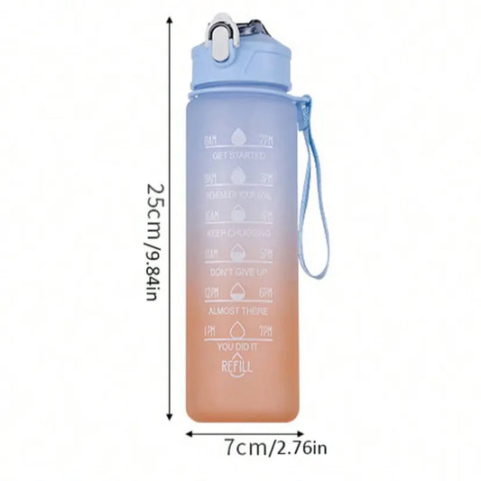 1pc 750ML Fitness Water Bottle, Portable Time Stamp Leak Proof, Tritan BPA Free, Ideal for Gym, Camping, Outdoor Sports, Durable Design, Bpa Free Drinkware