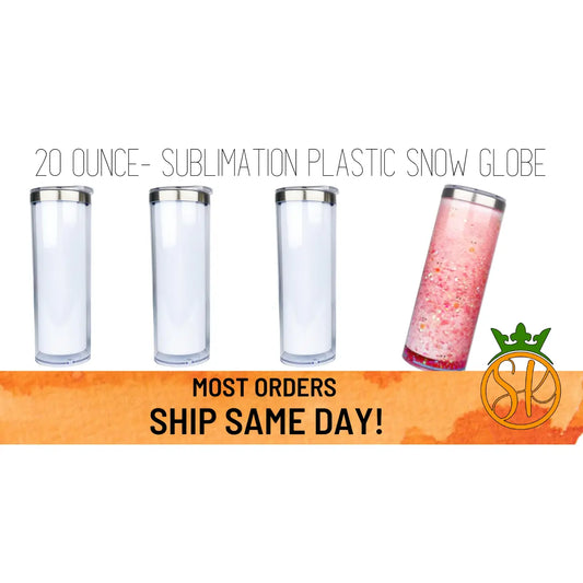 20 OUNCE SNOW GLOBE- PLASTIC STAINLESS STEEL TUMBLER