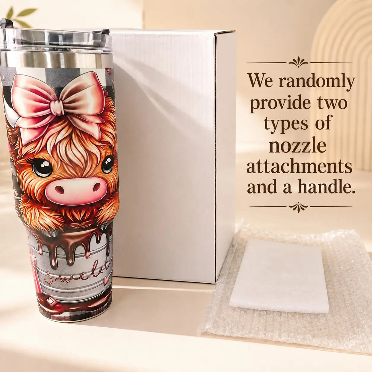 40oz Stainless Steel Vacuum Insulated Tumbler With Lid, 1 Count Cute Highland Cow Pattern Insulated Water Bottle, Travel Accessories, Summer Cool Bottle, Drinking Cup for Home Office School, Insulated Travel Drinkware