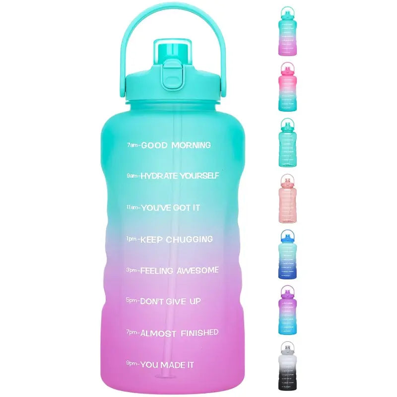 HydroPal Leakproof Water Bottle - 1-Gallon/128oz/3.8L BPA-Free Unisex Portable Reusable Washable Gym Drinkware with 2-IN-1 Lid, Straw & Motivational Times to Drink Markings