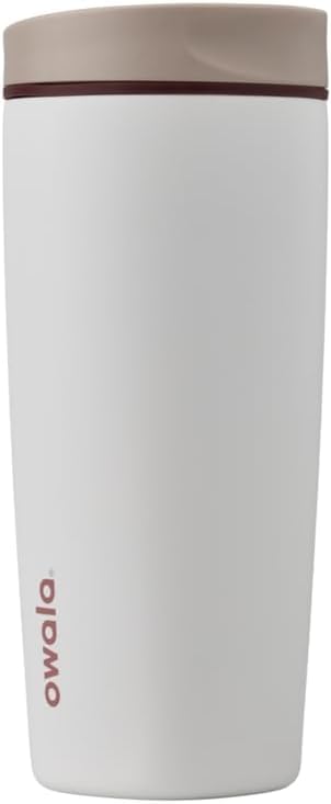 Owala SmoothSip Slider Insulated Stainless Steel Coffee Tumbler, Reusable Iced Coffee Cup, Hot Coffee Travel Mug, BPA Free 12 oz, Pink (Pucker Up)
