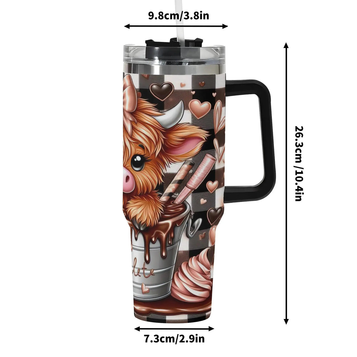 40oz Stainless Steel Vacuum Insulated Tumbler With Lid, 1 Count Cute Highland Cow Pattern Insulated Water Bottle, Travel Accessories, Summer Cool Bottle, Drinking Cup for Home Office School, Insulated Travel Drinkware