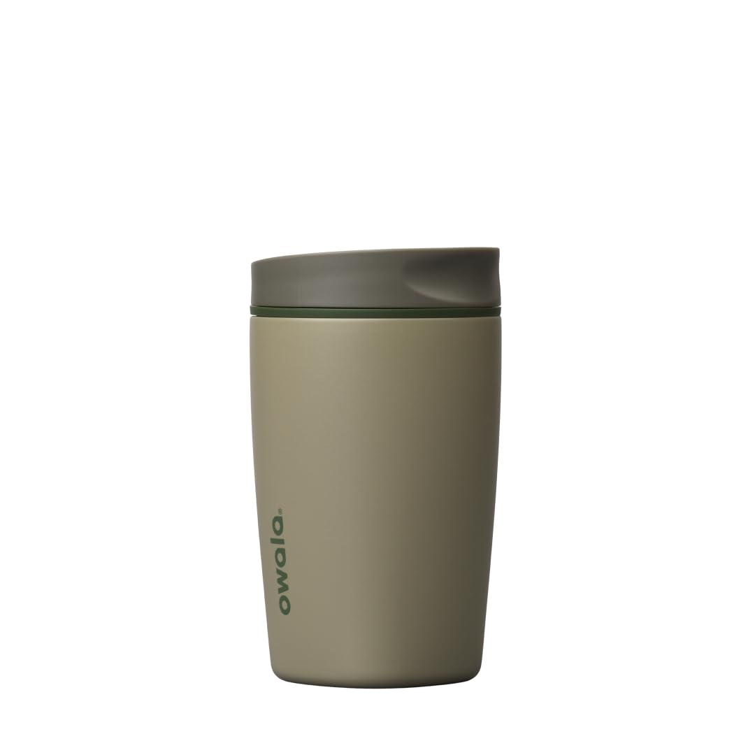 Owala SmoothSip Slider Insulated Stainless Steel Coffee Tumbler, Reusable Iced Coffee Cup, Hot Coffee Travel Mug, BPA Free 12 oz, Pink (Pucker Up)
