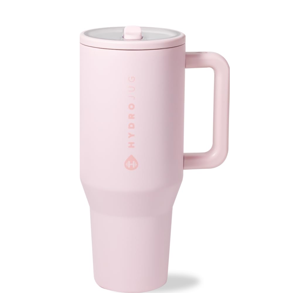 HydroJug Traveler 40oz, Insulated Tumbler with Handle & Straw, Cream