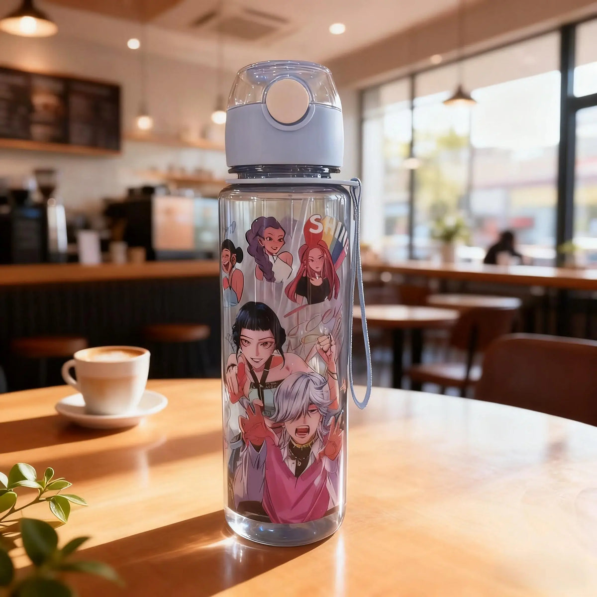 K-Pop Ghost Hunter Theme Wicked Water Bottle with Straw & Lid, Reusable Hard Plastic, 700ML, Eco-Friendly Drinkware for School, Travel, Coffee Use & Halloween Parties, Teen Gift, Portable Water Bottles