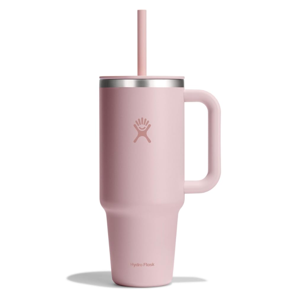 Hydro Flask Travel Tumbler with Handle, Lid and Straw - Insulated Stainless Steel in 40 Oz Trillium