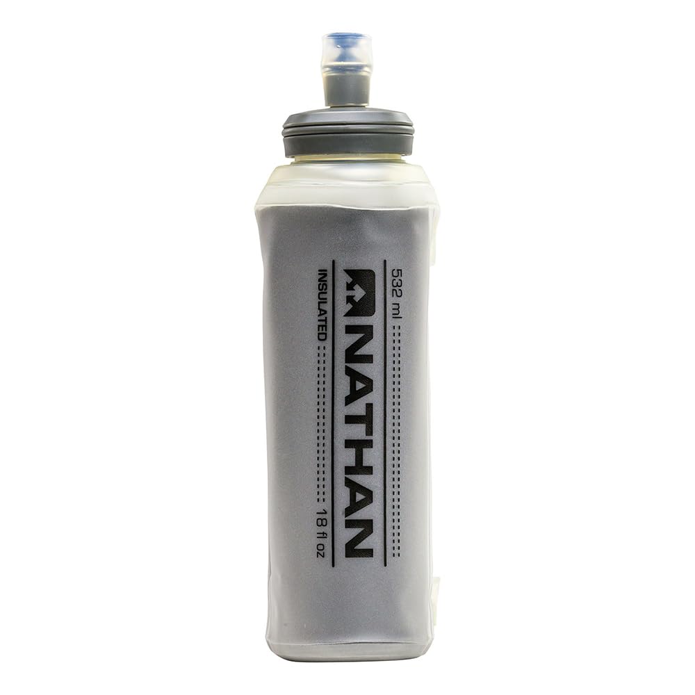 Nathan Insulated Soft Flask, Soft Flask Running Bottle, Hydration Insulated Water Bottle for Hiking, Walking, Exercise, Fits in Vests, 18oz