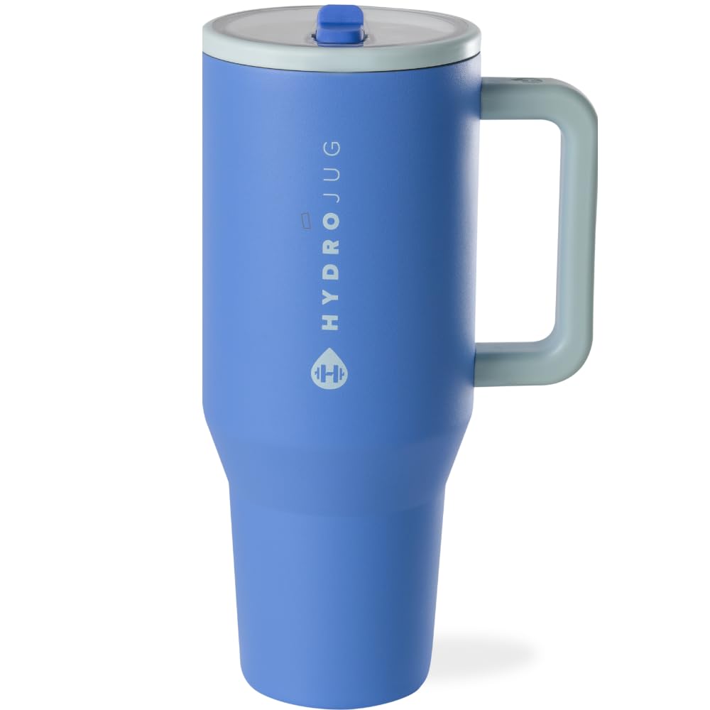 HydroJug Traveler 32oz, Insulated Tumbler with Handle & Straw, Cream