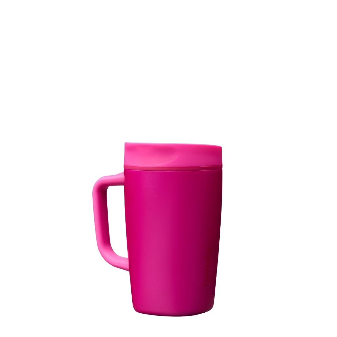 Owala SmoothSip Slider Insulated Stainless Steel Coffee Tumbler, Reusable Iced Coffee Cup, Hot Coffee Travel Mug, BPA Free 12 oz, Pink (Pucker Up)