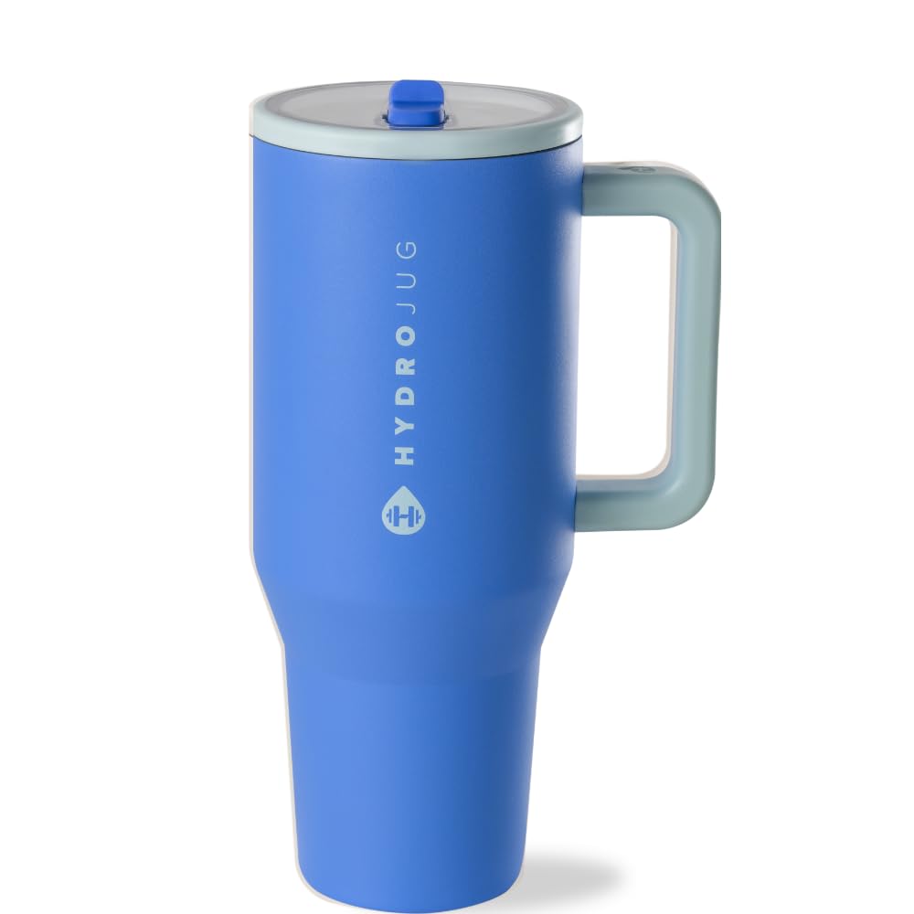 HydroJug Traveler 40oz, Insulated Tumbler with Handle & Straw, Cream
