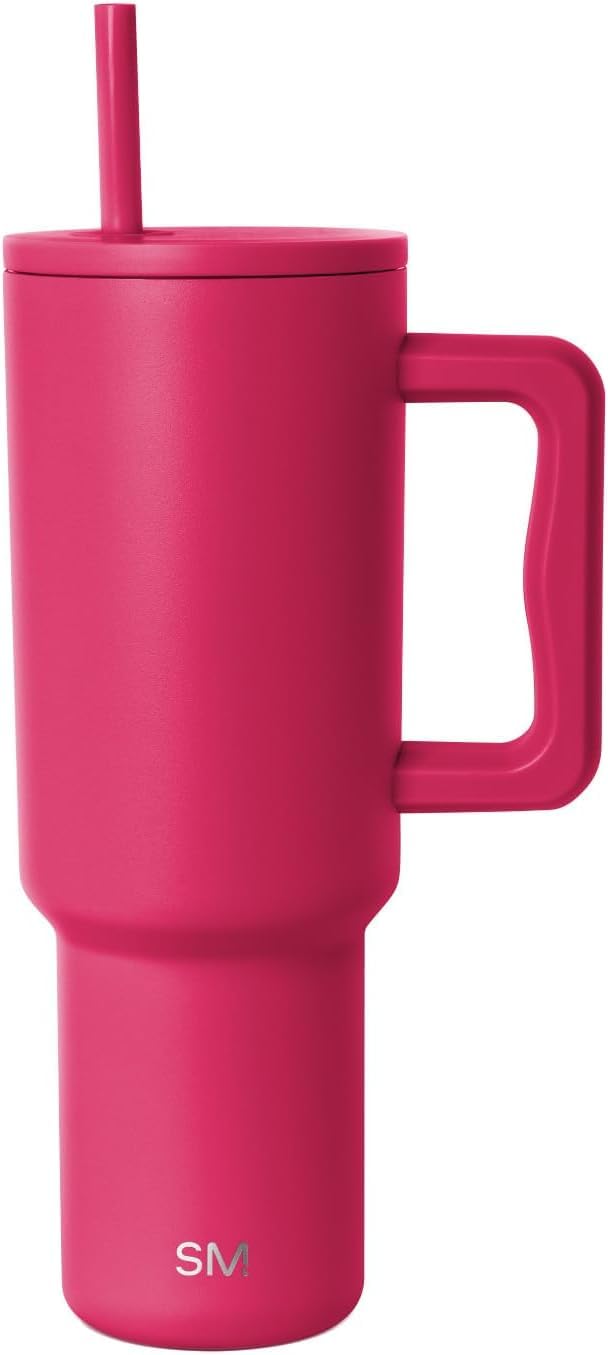 Simple Modern 40 oz Trek Tumbler with Handle and Straw Lid | Cup Holder Friendly Insulated Stainless Steel Travel Mug | Almond Birch
