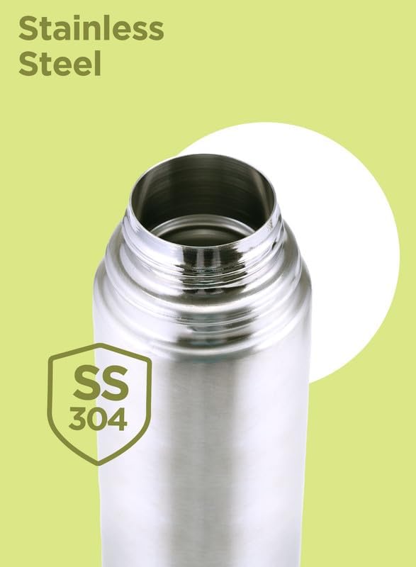Milton Flask 16 oz Insulated Water Bottle with Cover, Flip Lid, Thermosteel