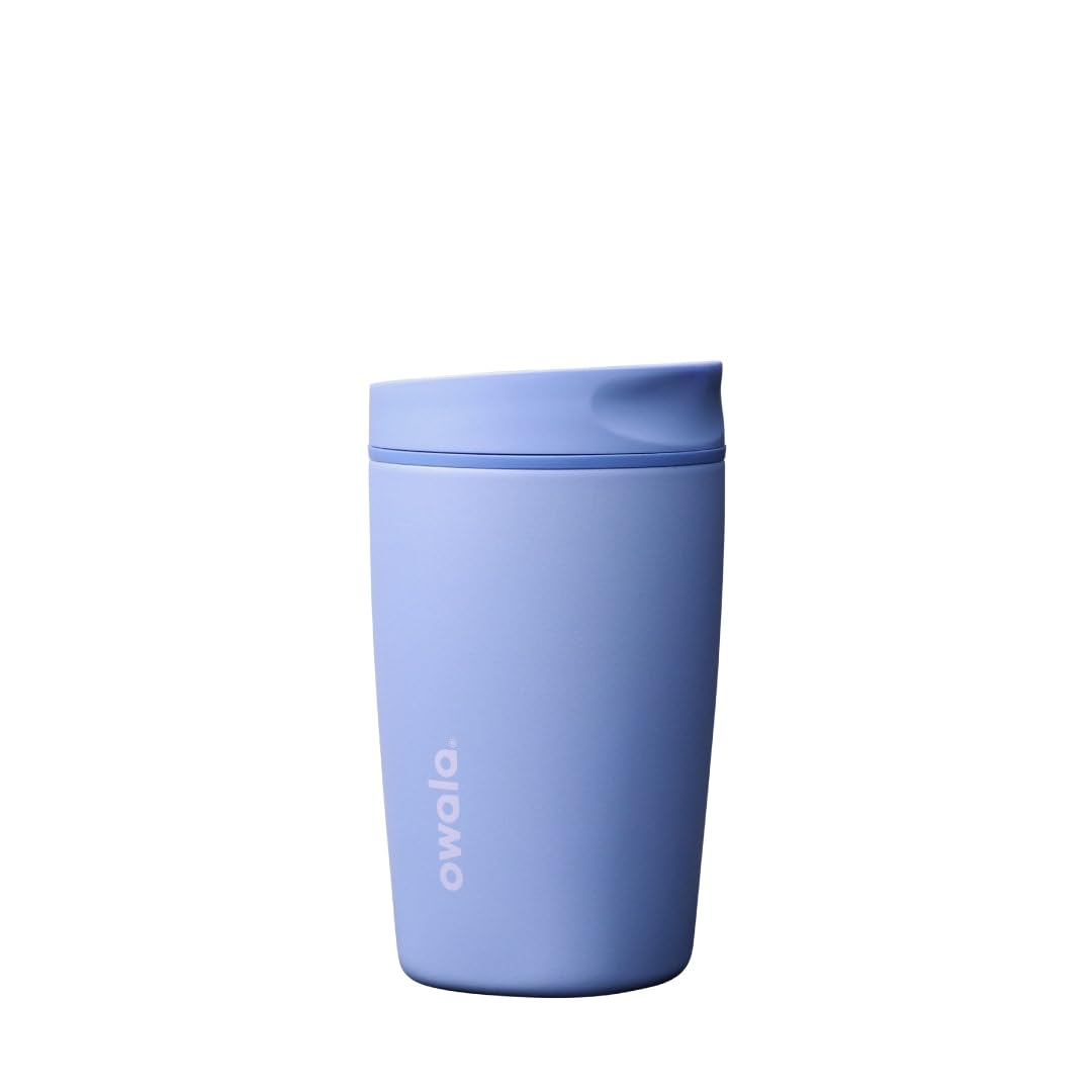 Owala SmoothSip Slider Insulated Stainless Steel Coffee Tumbler, Reusable Iced Coffee Cup, Hot Coffee Travel Mug, BPA Free 12 oz, Pink (Pucker Up)