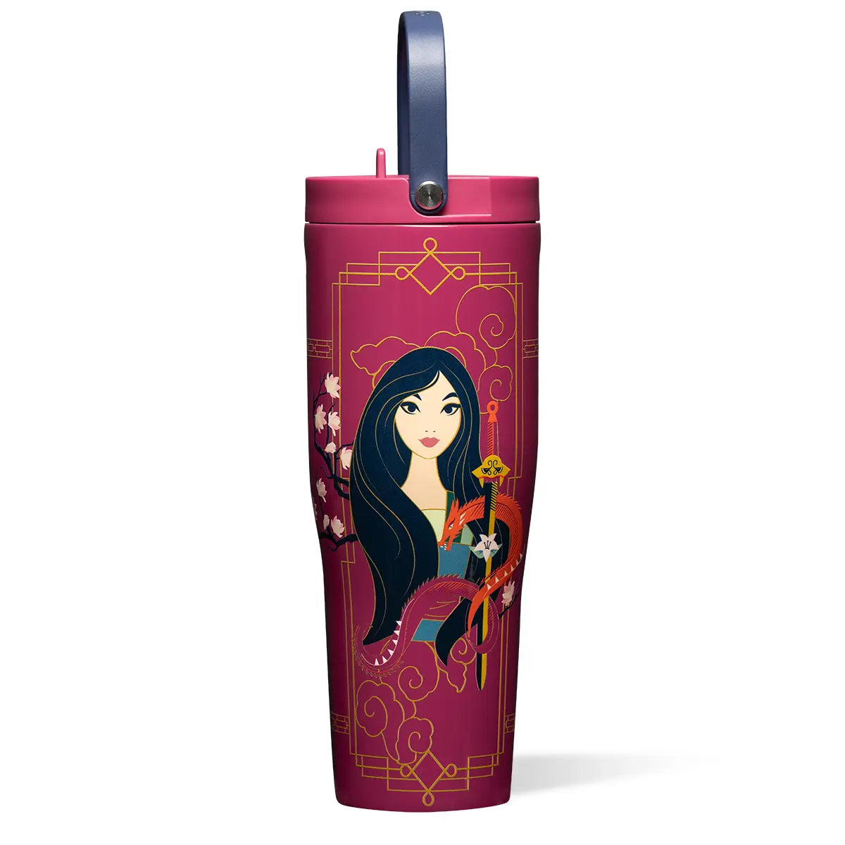 Disney Princess 30oz Leakproof Portable Travel Tumbler - BPA-Free Unisex Adults Reusable Drinkware, Tuckaway Spout, Silicone Flexible Handle, Princess Art, Outdoor Mountain Hiking Kitchenware