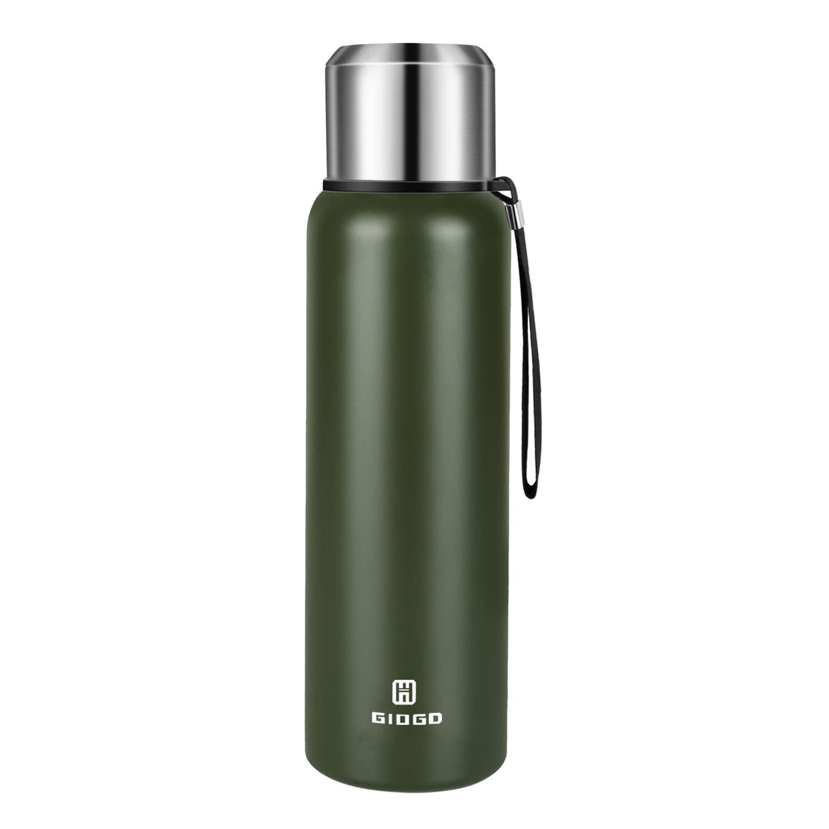 Insulated vacuum Thermo Bottle 500ml/16.9oz with cup Stainless steel coffee bottles for hot and cold drink water flask.(Silver,500ml)