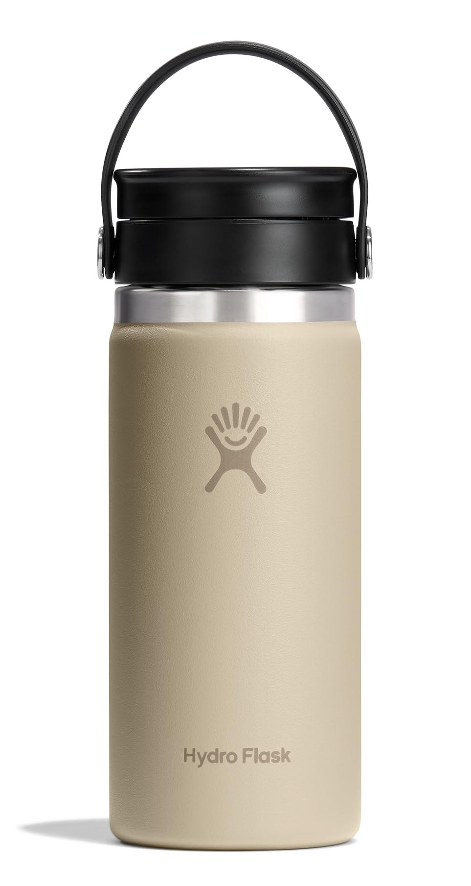 Hydro Flask Water Bottle - Insulated Stainless Steel - Wide Mouth Flex Sip Lid, Non Spill, Leakproof and Refillable in 16 Oz White