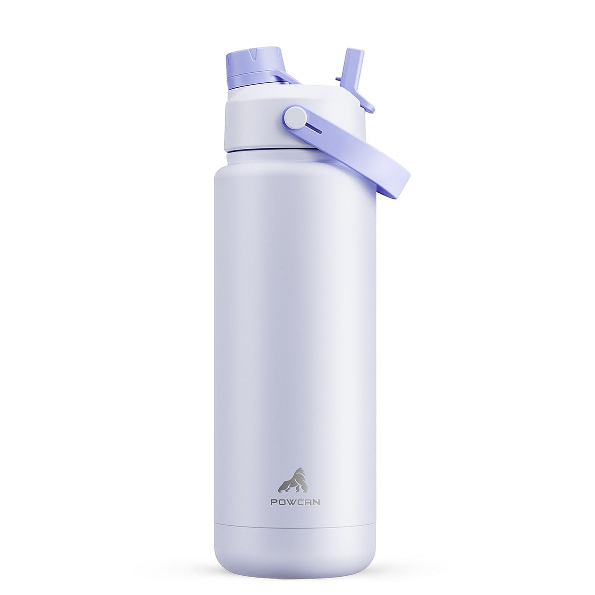 POWCAN 26 oz Insulated Water Bottle with 2-in-1 Straw and Spout Lid, Keep Cold 24H, Leak-Proof, Fits in Car Cup Holder, Stainless Steel Water Bottle for Sports, Travel, and School (Cotton Candy)