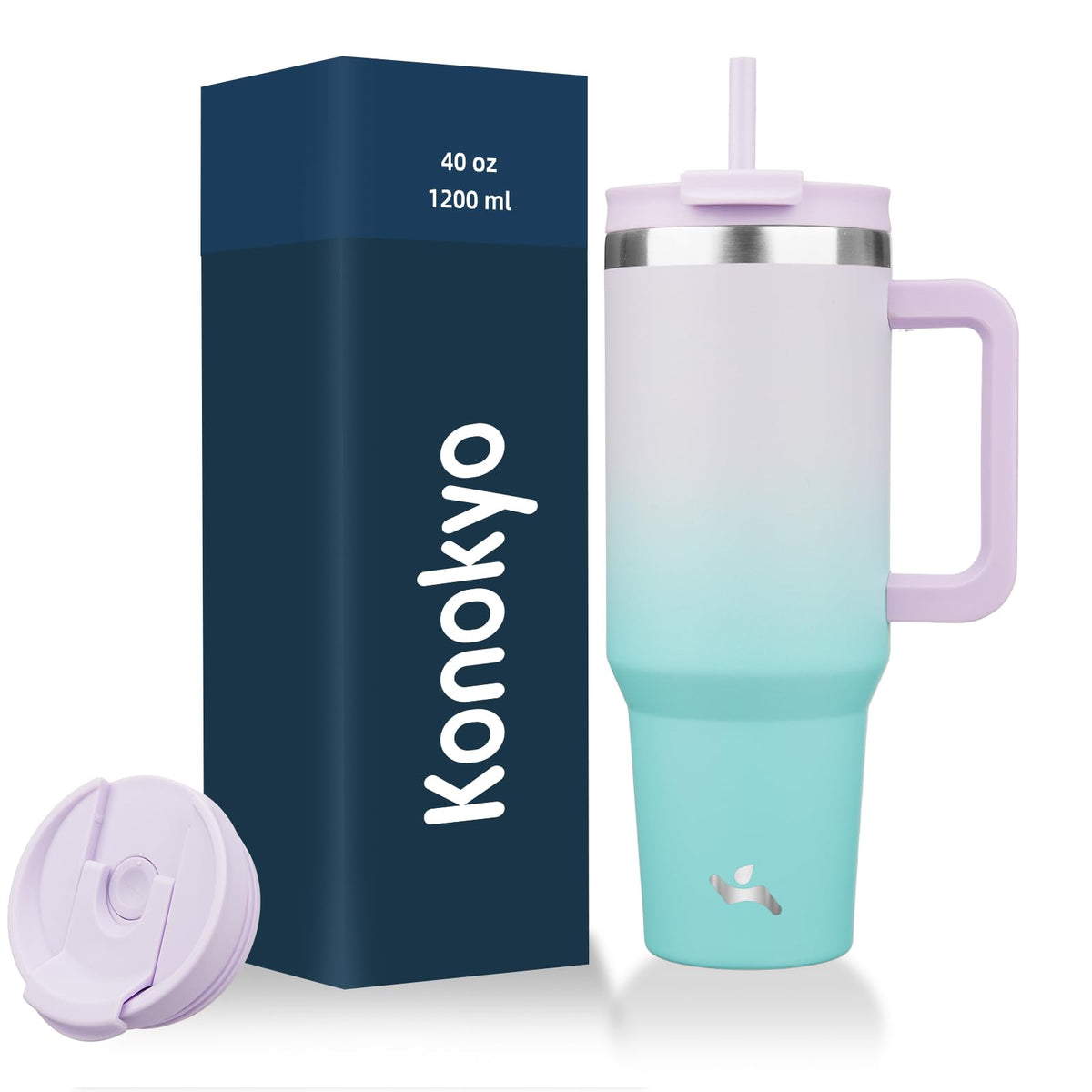 Konokyo 30 oz Insulated Tumbler Water Bottle with Handle, Straw Lid