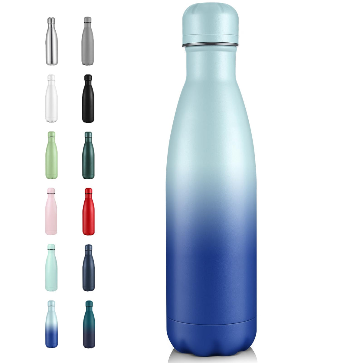 Volhoply 17oz Insulated Stainless Steel Water Bottle（Silver,1 Pack)