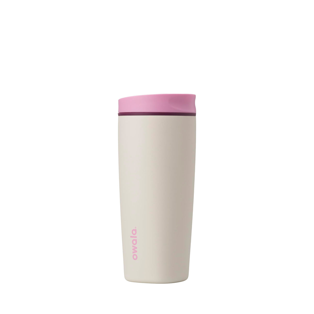 Owala SmoothSip Slider Insulated Stainless Steel Coffee Tumbler, Reusable Iced Coffee Cup, Hot Coffee Travel Mug, BPA Free 12 oz, Pink (Pucker Up)