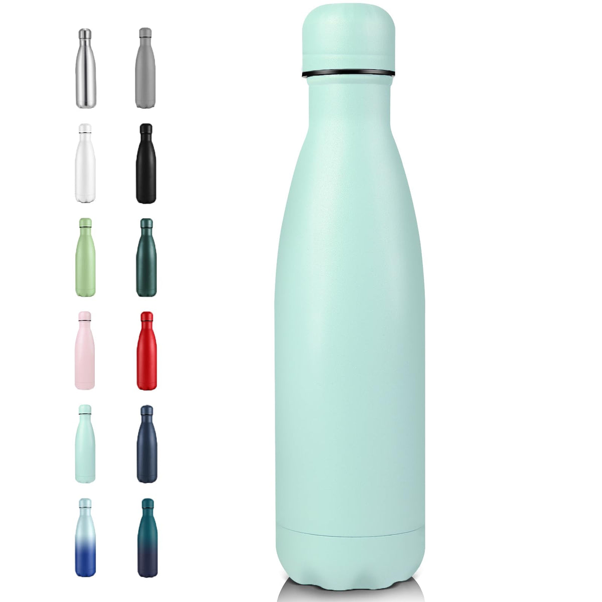 Volhoply 17oz Insulated Stainless Steel Water Bottle（Silver,1 Pack)