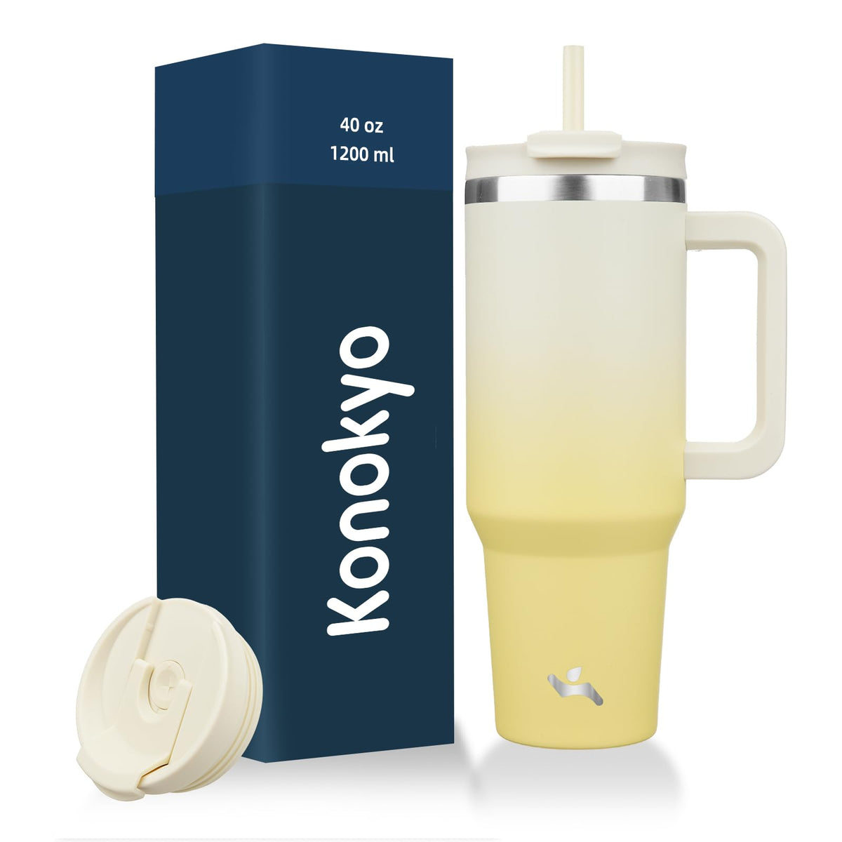 Konokyo 30 oz Insulated Tumbler Water Bottle with Handle, Straw Lid