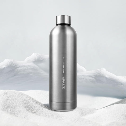 ZTAR Chroma Flask Insulated Stainless Steel Water Bottle – Leak-Proof, Keeps Drinks cool or warm, For Travel, Gym, and Office, Ideal Gift for Women, Men & Kids, 25oz (750ml) - Gray